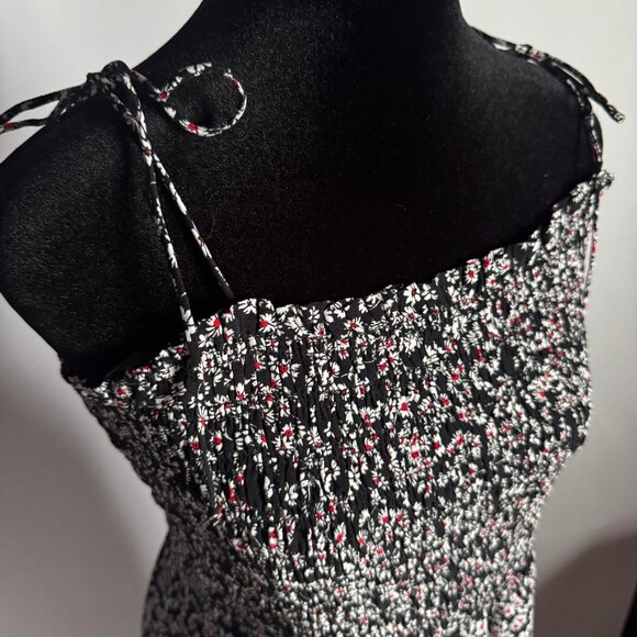 NWT Madewell Smocked Tie-Strap Midi Dress Floral Size 8 - Picture 9 of 10